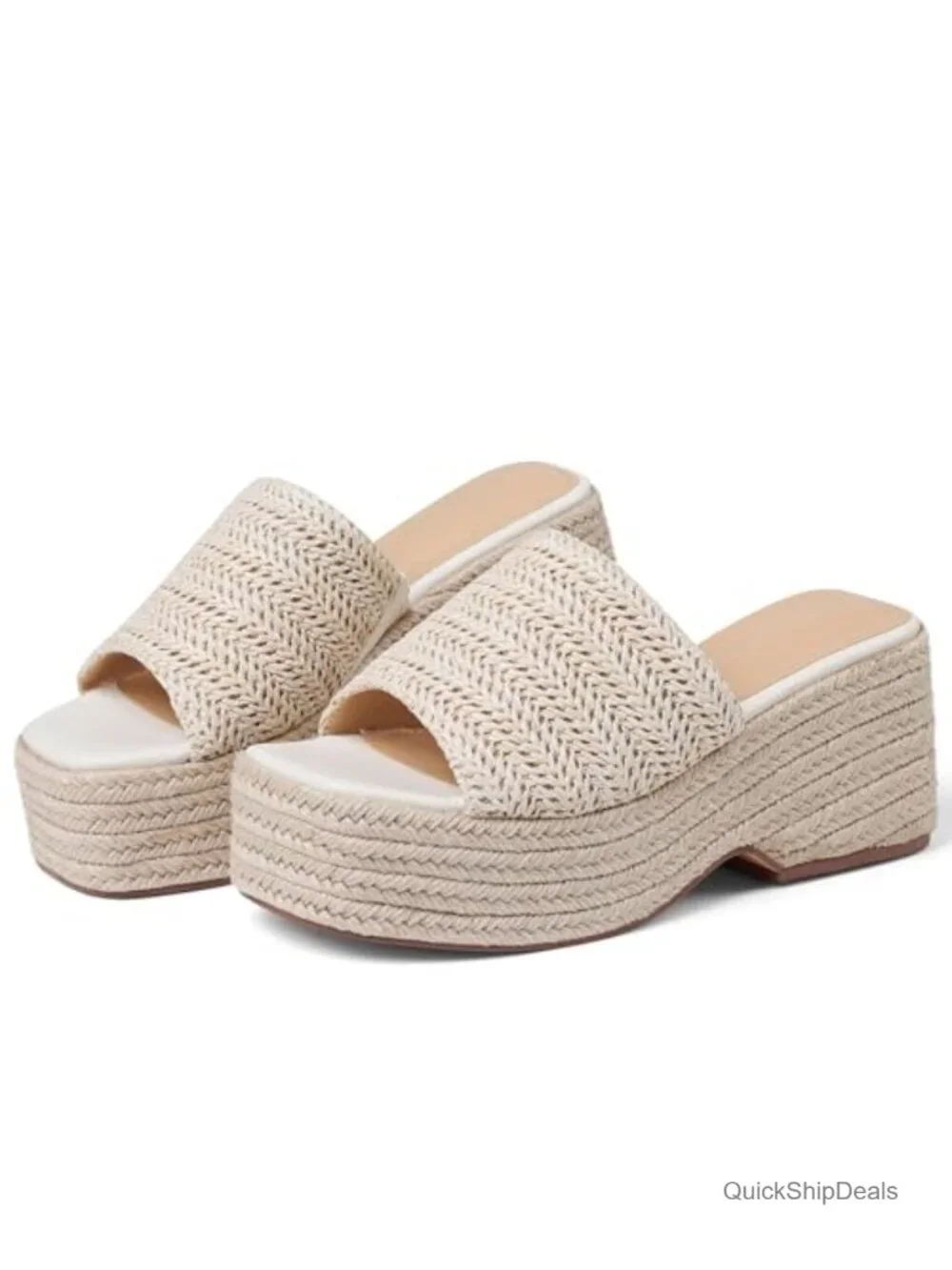 Platform Slip on Espadrille Sandals for Women Summer Wedges Slides Flatform